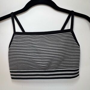Colsie Ribbed Bralette Top Striped Black Gray Padded Keyhole Back  Women's Small